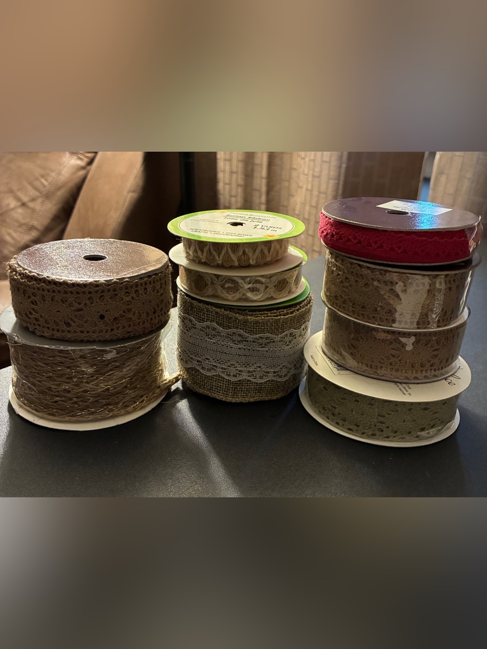 Assorted Brown and Natural Burlap Lace Ribbon Bundle - Home Accents